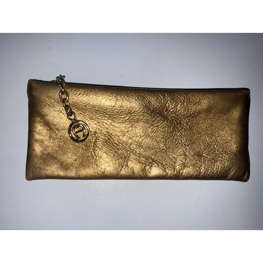 Vintage Etienne Aigner Vintage Purse Pouch‎ or Clutch Gold Zipper L